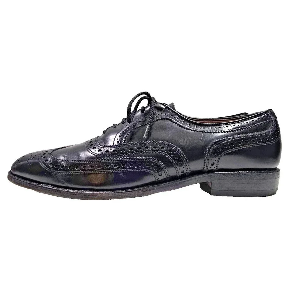 Allen Edmonds McAllister 6215 Men's Size 9A Black Leather Wingtip Oxford Shoes
